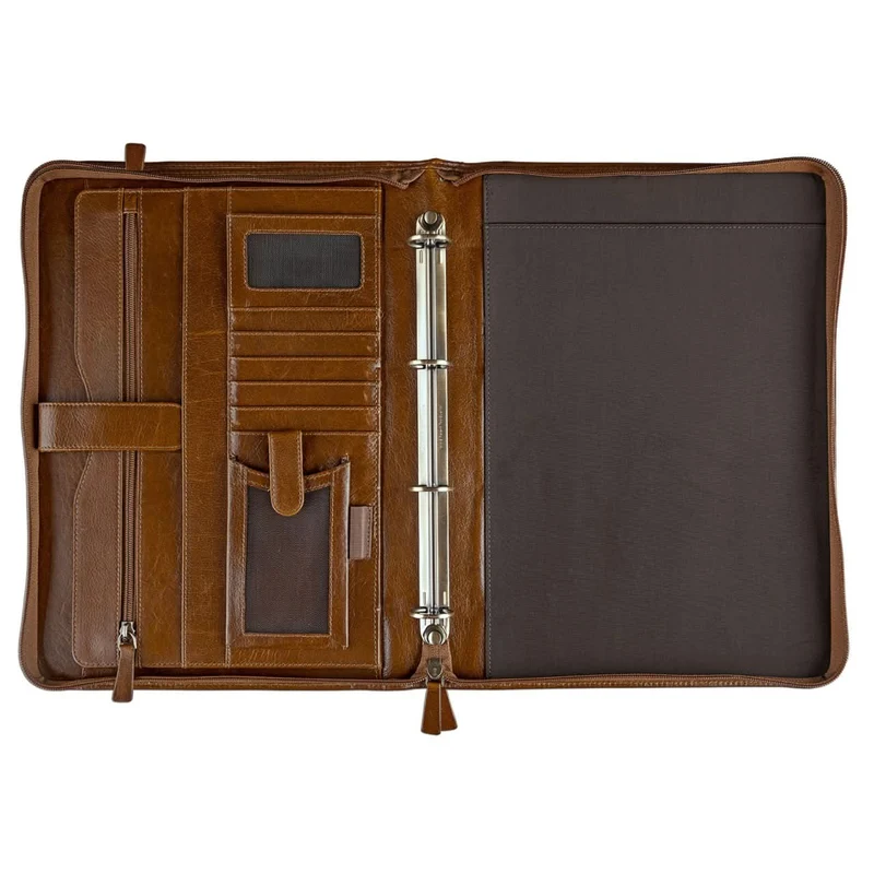 Dokumentenmappe A4 Organizer elegant Business aus echtem Leder, braun