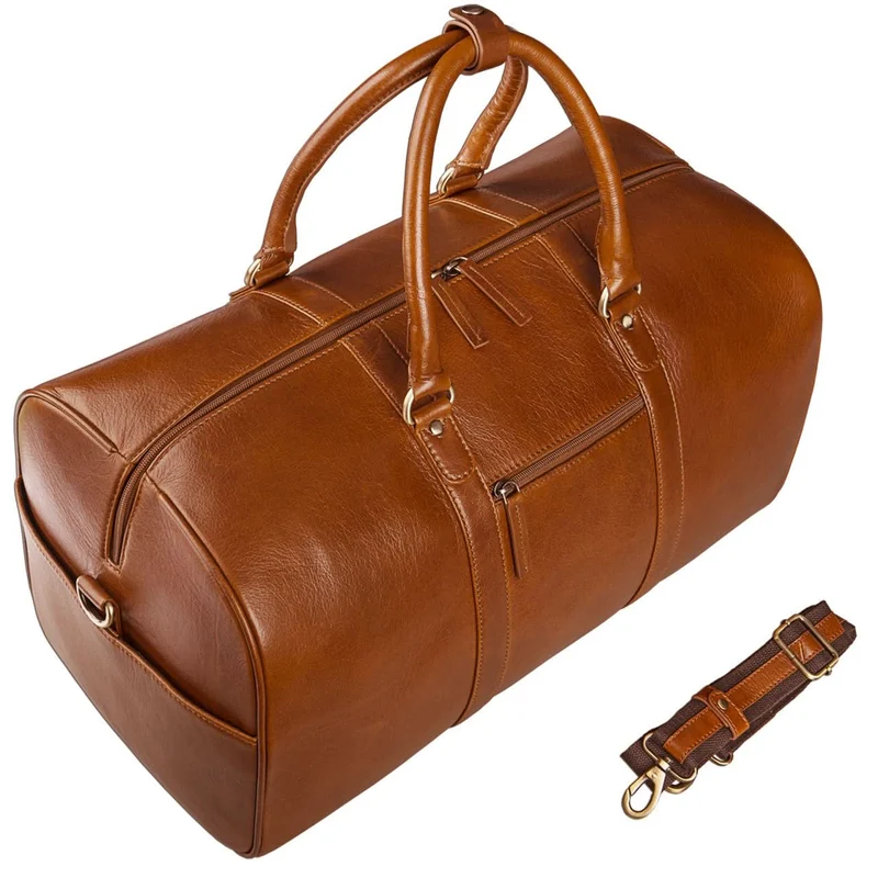 Große Vintage Reisetasche Business Urlaub Handgepäck, Leder braun