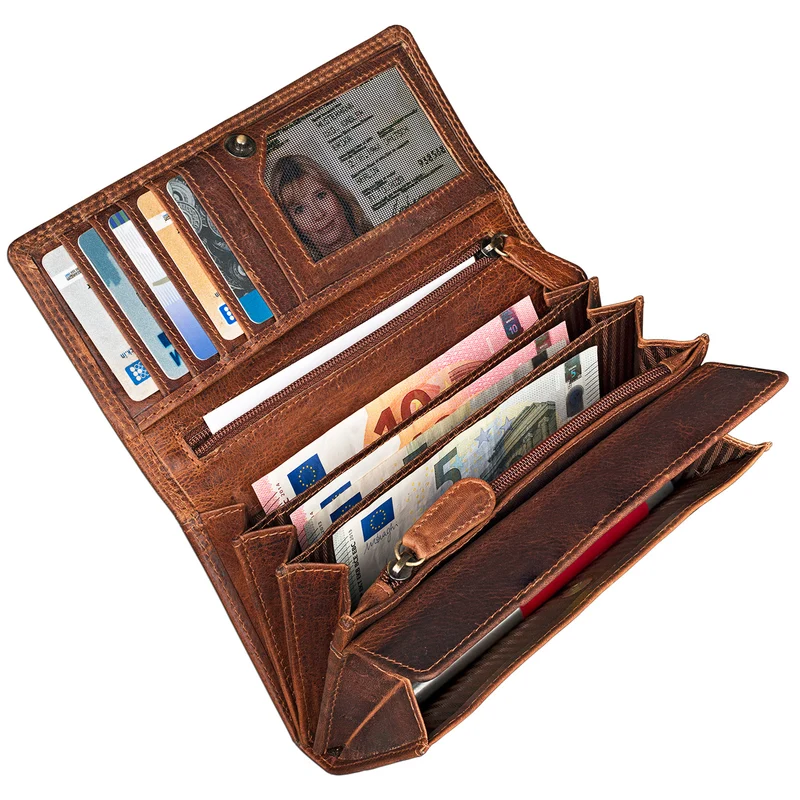 Vintage Geldbörse für Damen kara - braun
