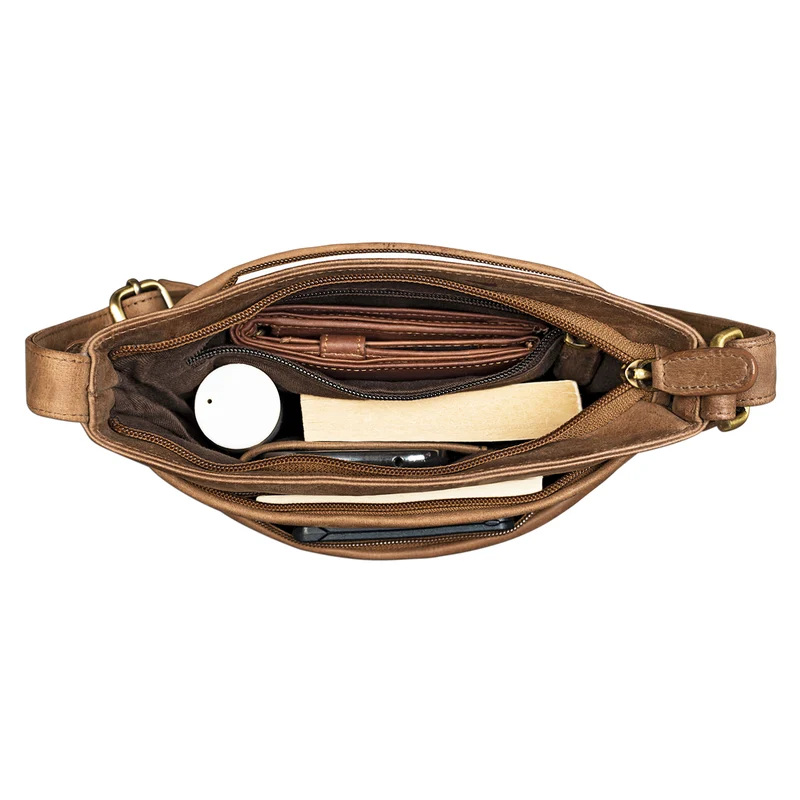 "Juliane" Ledertasche klein ocker - braun