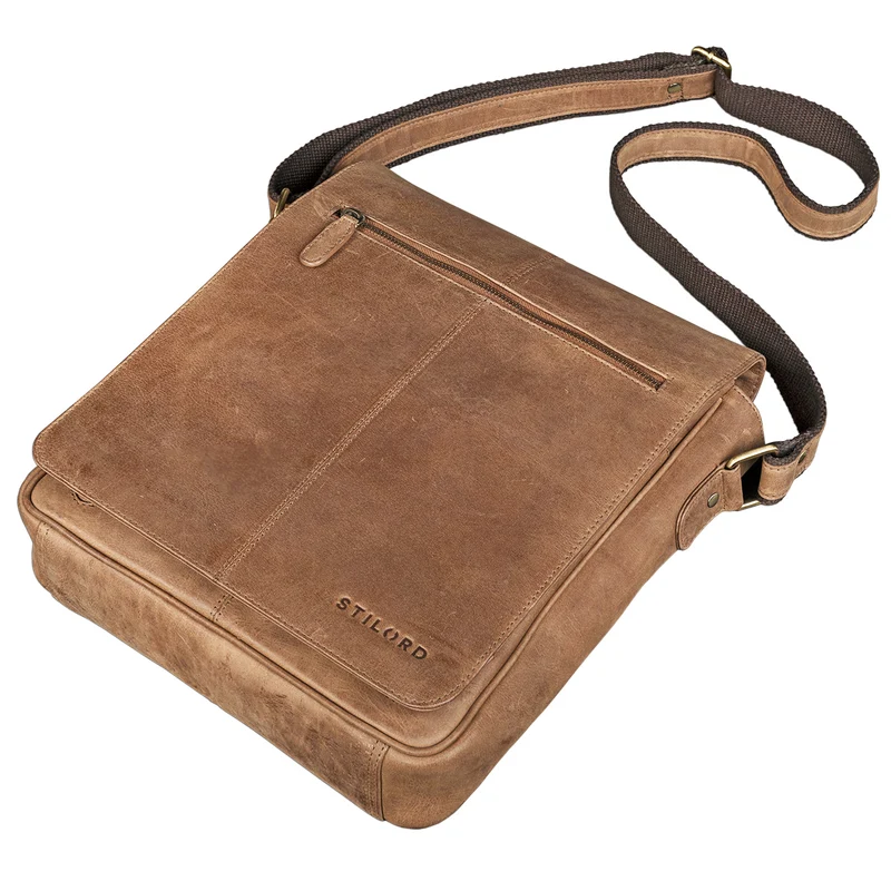 "Gabriel" Vintage Umhängetasche Leder ocker - braun