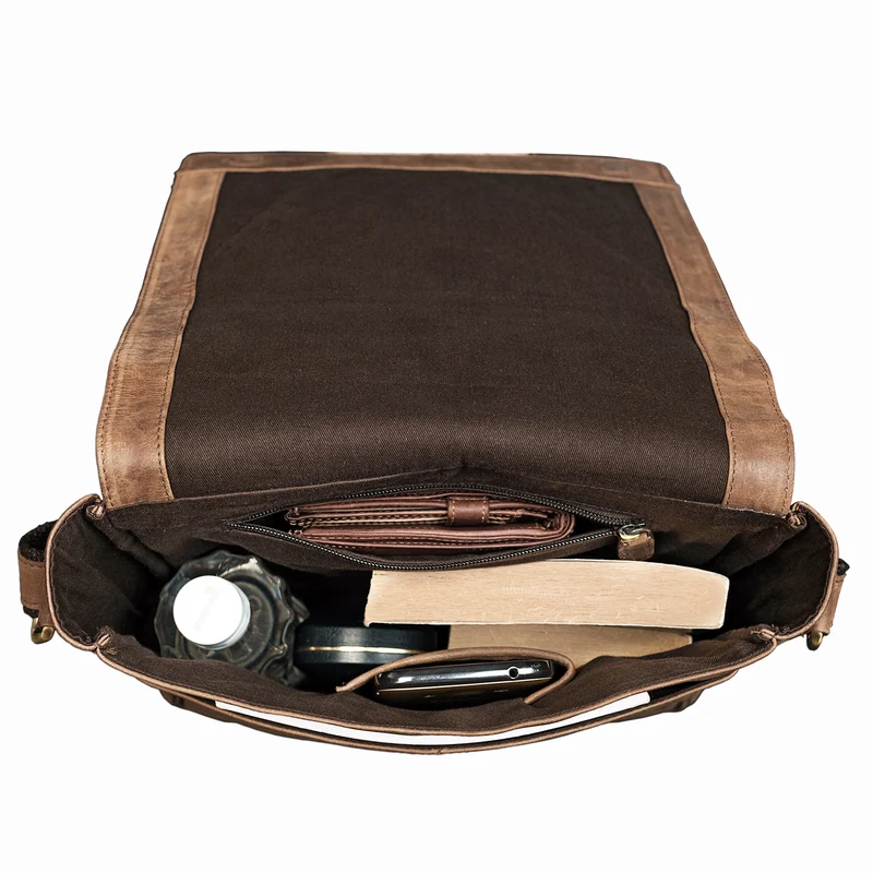 "Gabriel" Vintage Umhängetasche Leder ocker - braun