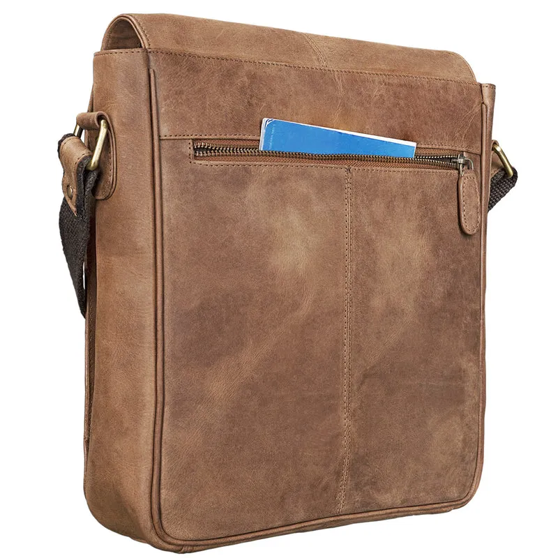 "Gabriel" Vintage Umhängetasche Leder ocker - braun