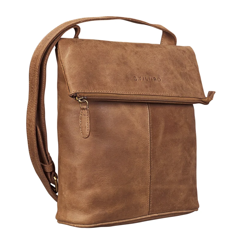 "Jakob" Schultertasche Leder ocker - braun