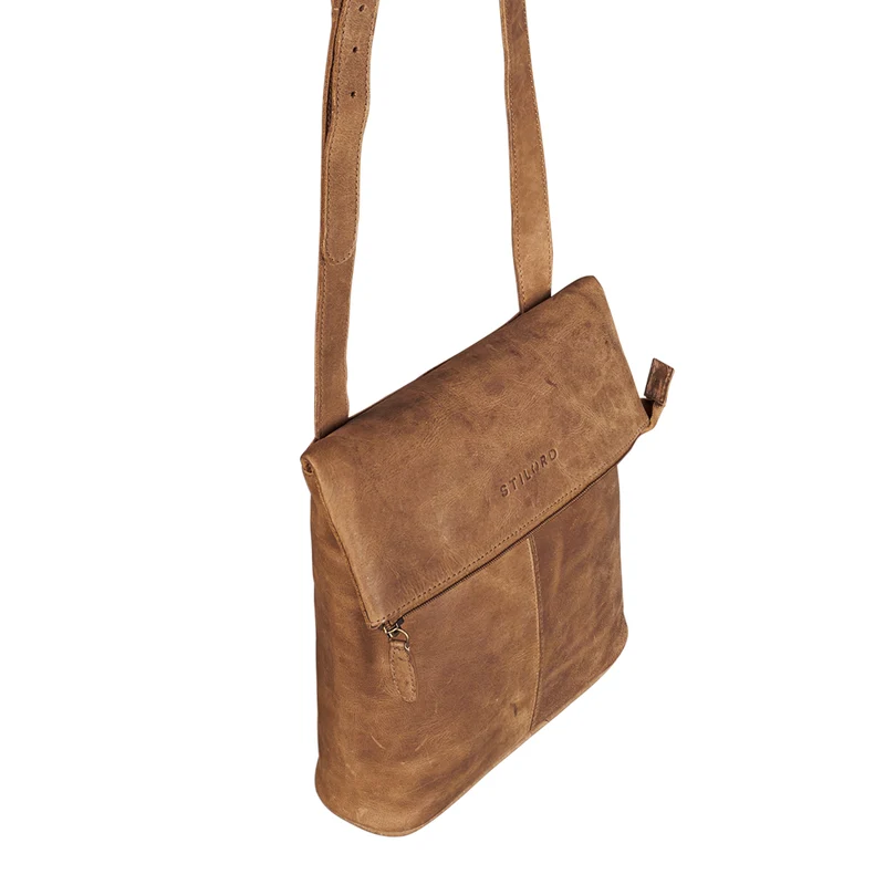 "Jakob" Schultertasche Leder ocker - braun