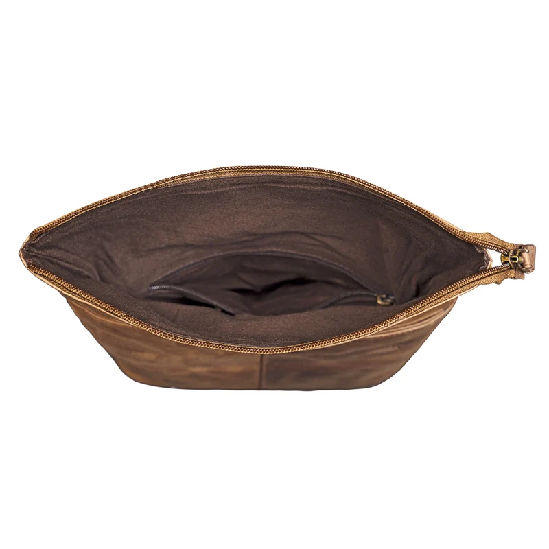 "Jakob" Schultertasche Leder ocker - braun