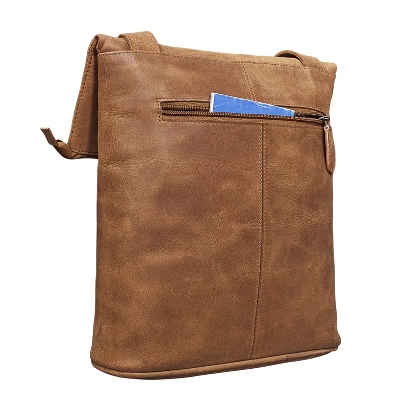 "Jakob" Schultertasche Leder ocker - braun