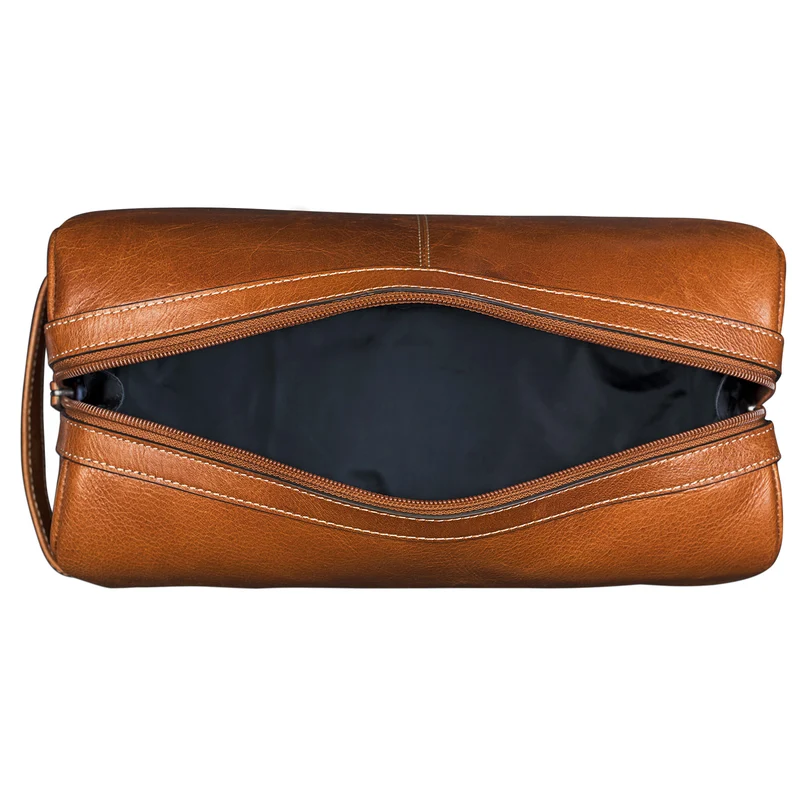 "Thilo" Kulturtasche Herren Leder cognac