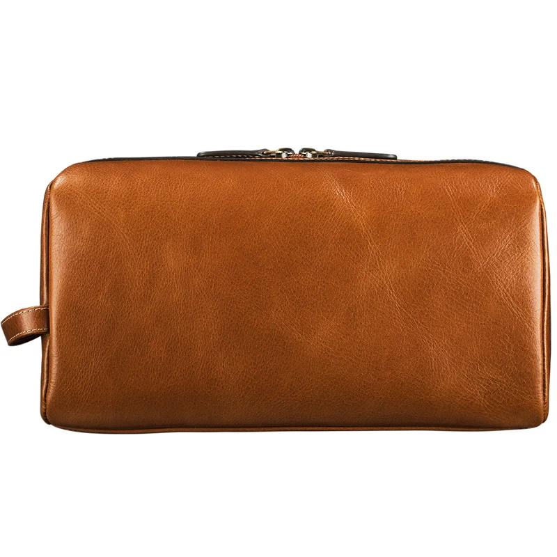 "Thilo" Kulturtasche Herren Leder cognac