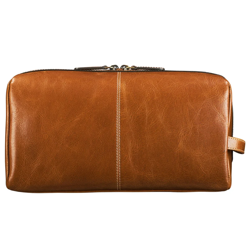 "Thilo" Kulturtasche Herren Leder cognac
