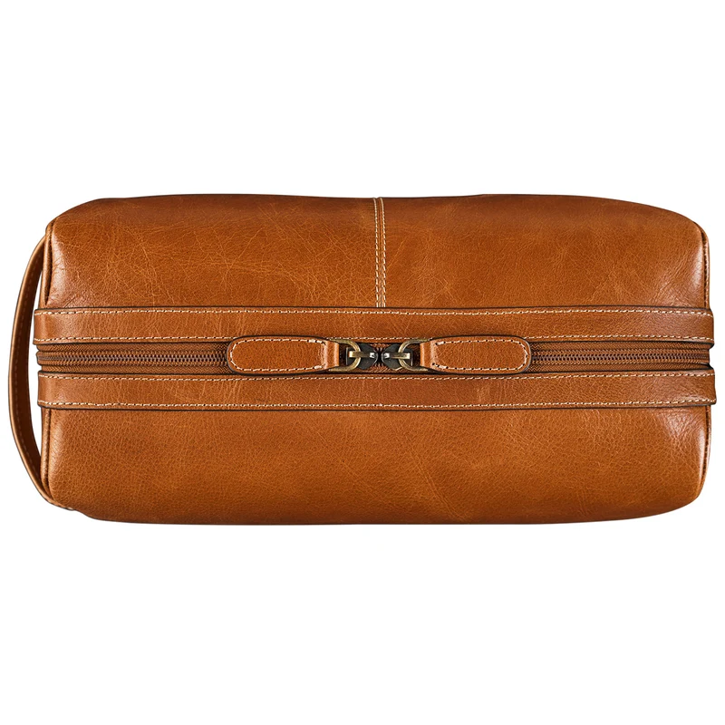 "Thilo" Kulturtasche Herren Leder cognac