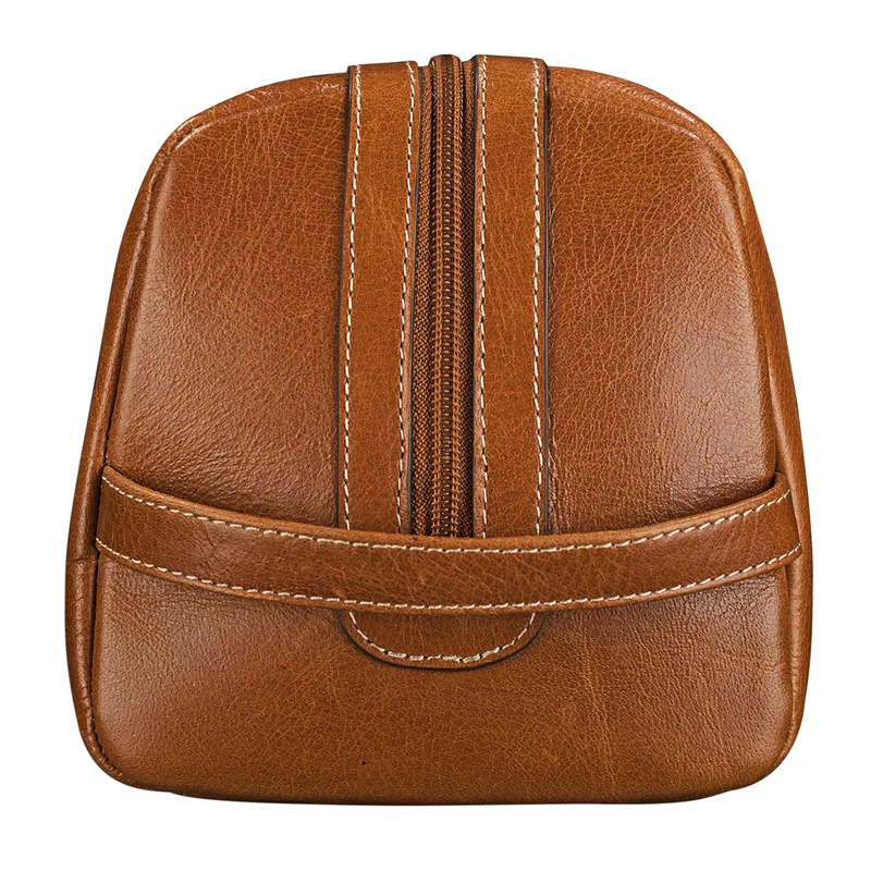 "Thilo" Kulturtasche Herren Leder cognac