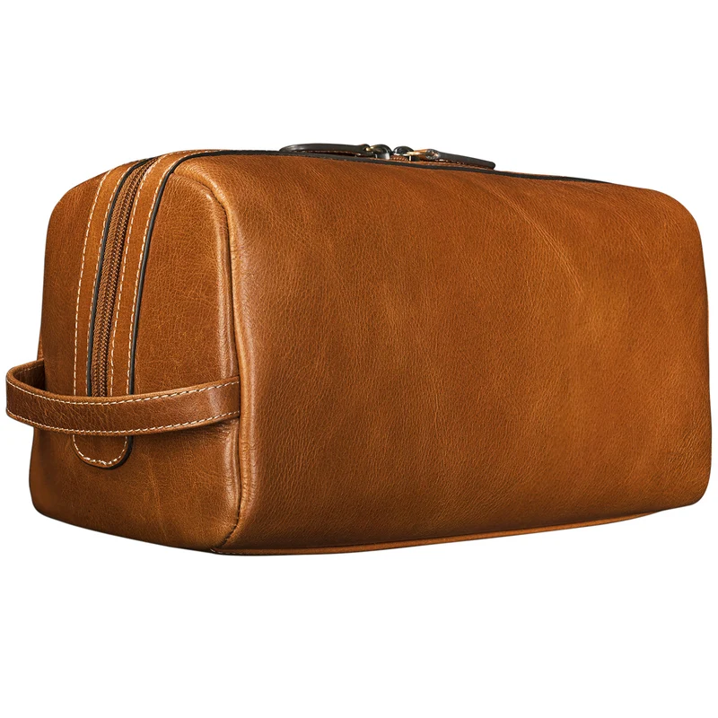 "Thilo" Kulturtasche Herren Leder cognac