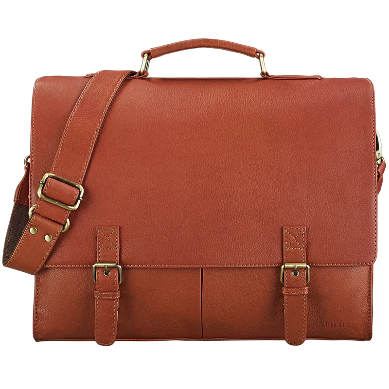 "Richard" Klassische Aktentasche Leder cognac - braun
