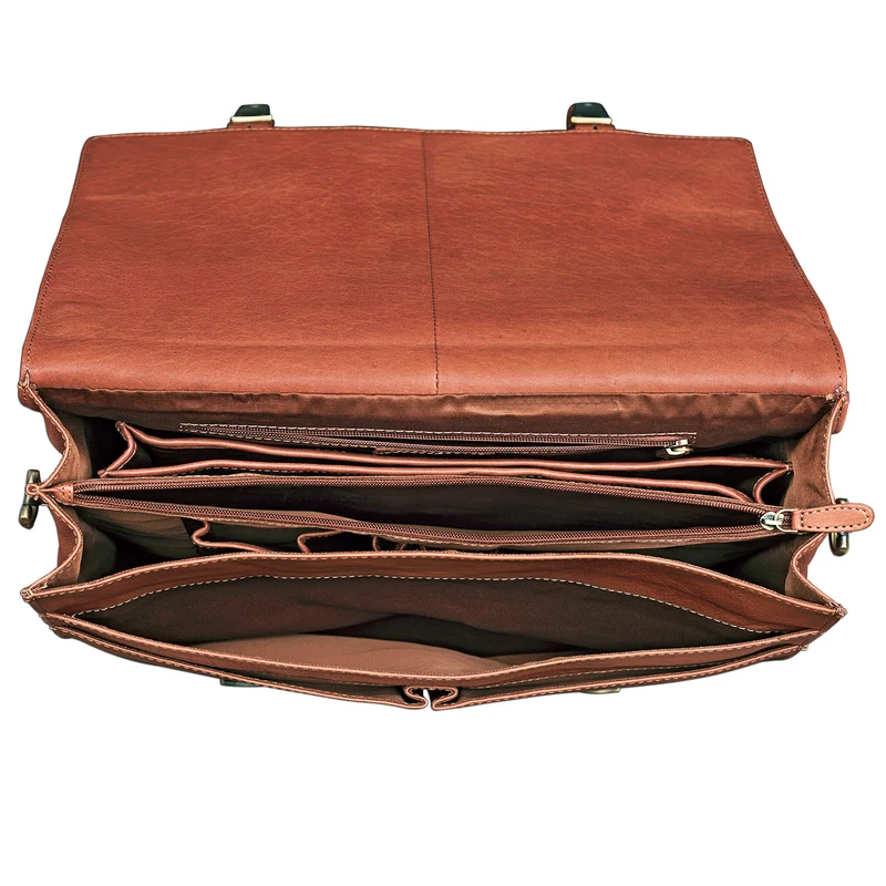 "Richard" Klassische Aktentasche Leder cognac - braun