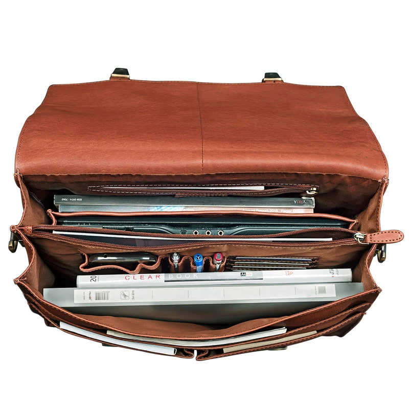 "Richard" Klassische Aktentasche Leder cognac - braun