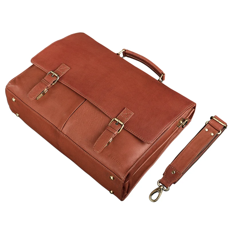 "Richard" Klassische Aktentasche Leder cognac - braun