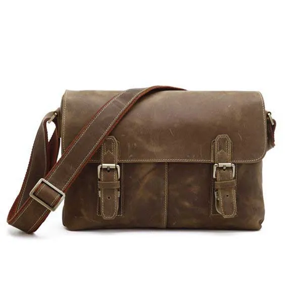 Klassische Umhängetasche Vintage Ledertasche Unisex Leder