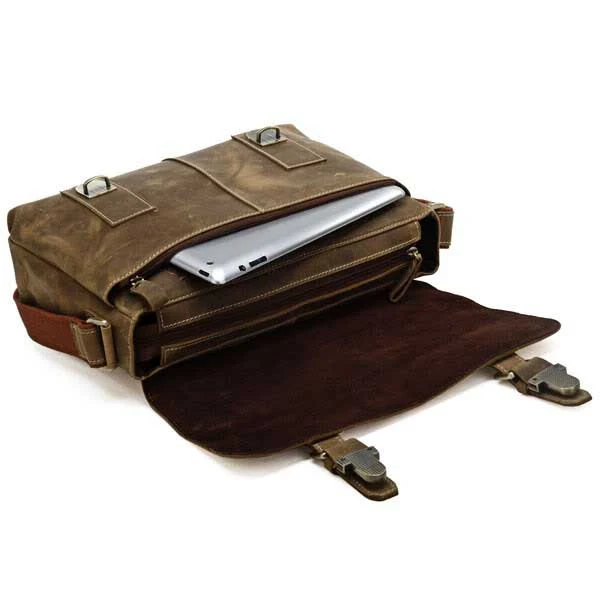 Klassische Umhängetasche Vintage Ledertasche Unisex Leder