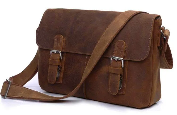 Kleine Vintage Umhängetasche Unisex Retro Schultertasche Leder