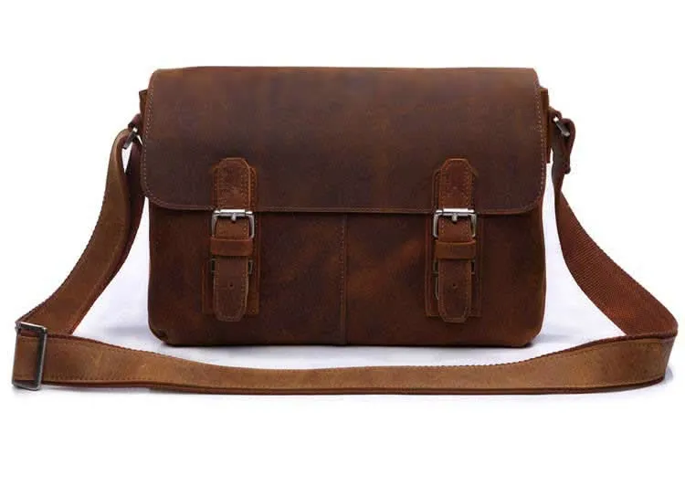 Kleine Vintage Umhängetasche Unisex Retro Schultertasche Leder