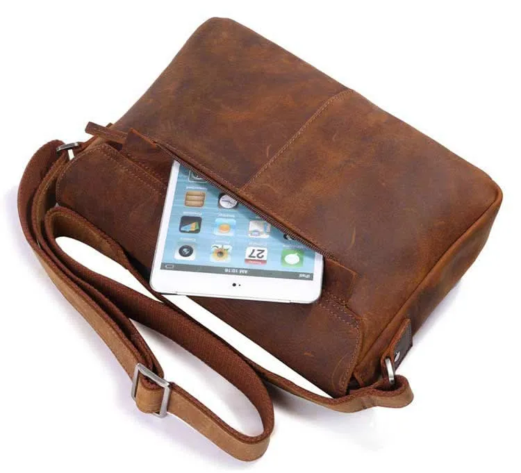 Kleine Vintage Umhängetasche Unisex Retro Schultertasche Leder