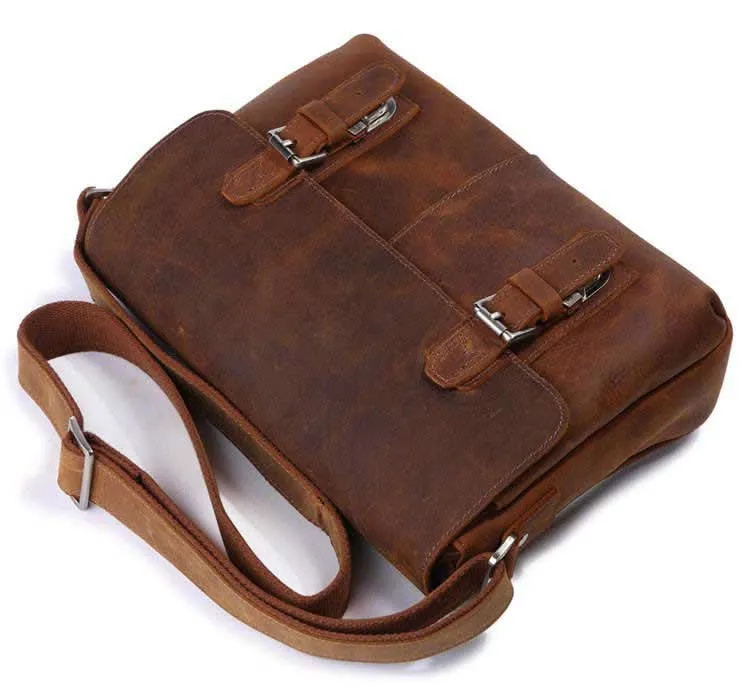 Kleine Vintage Umhängetasche Unisex Retro Schultertasche Leder