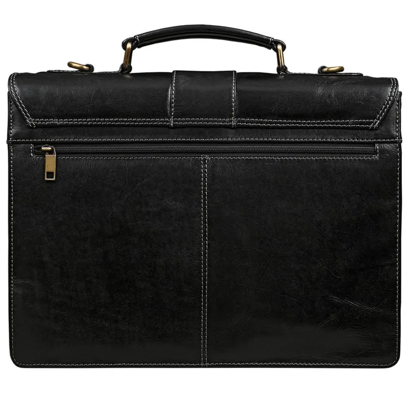 Vintage Businesstasche Umhängetasche elegant Büro Leder Schwarz