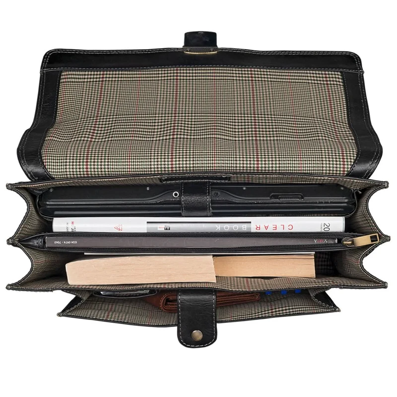 Vintage Businesstasche Umhängetasche elegant Büro Leder Schwarz