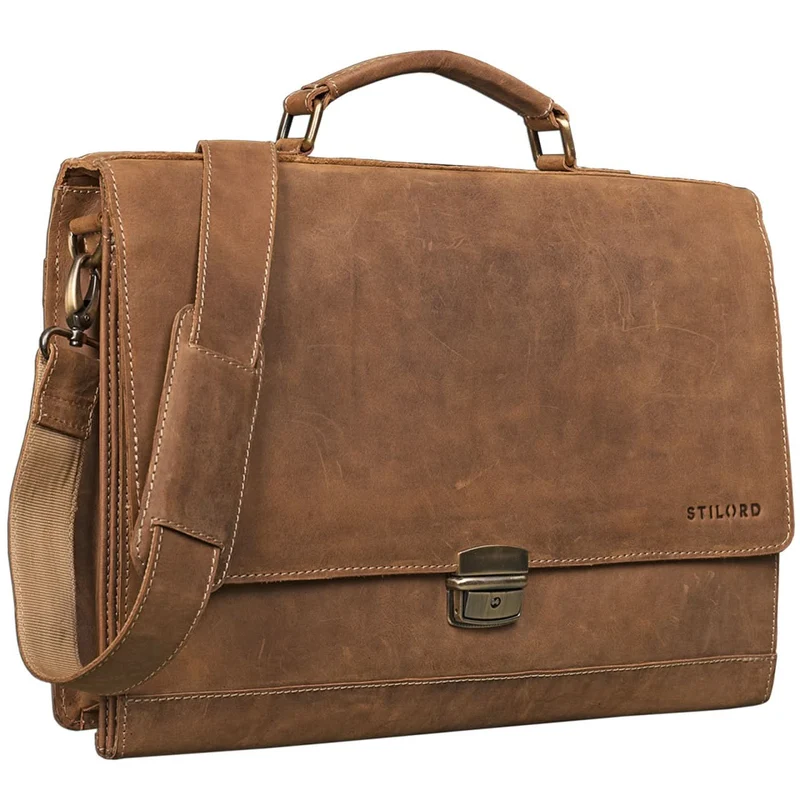 Vintage Businesstasche Bürotasche Handtasche / Umhängetasche Leder braun