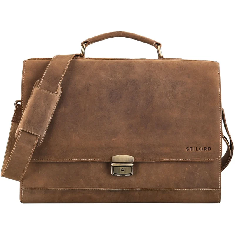 Vintage Businesstasche Bürotasche Handtasche / Umhängetasche Leder braun