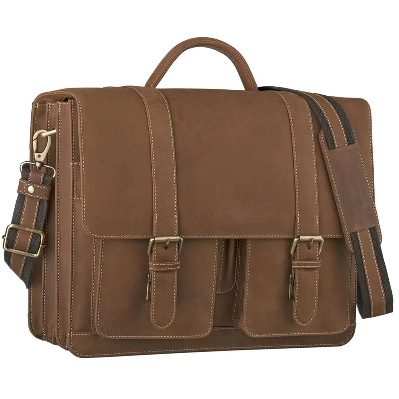 Aktentasche aus Rinds-Leder extra groß und robust Braun
