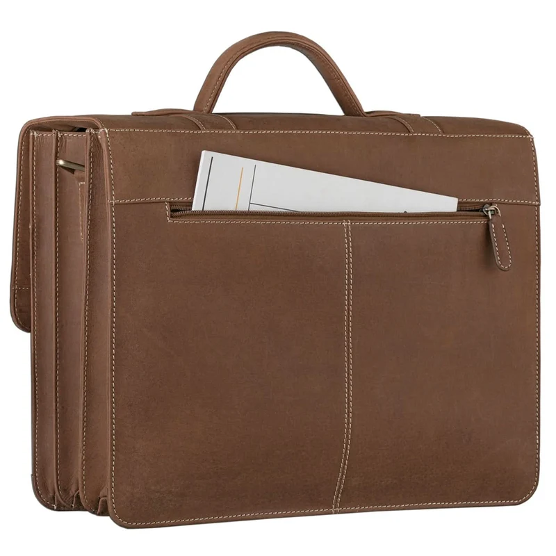 Aktentasche aus Rinds-Leder extra groß und robust Braun