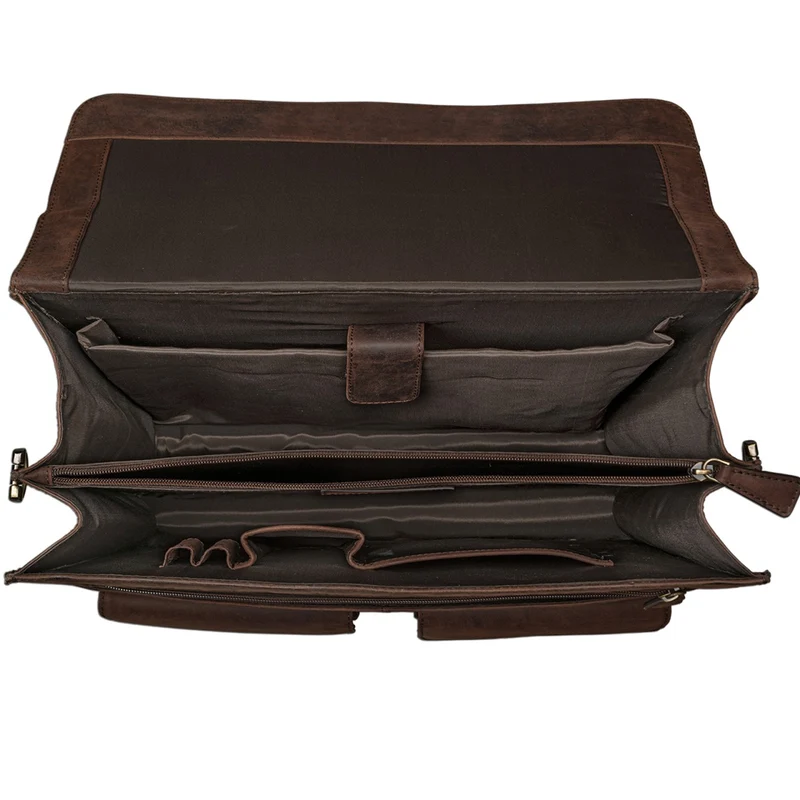 Klassische Ledertasche Aktentasche 15,6 Zoll dunkelbraun