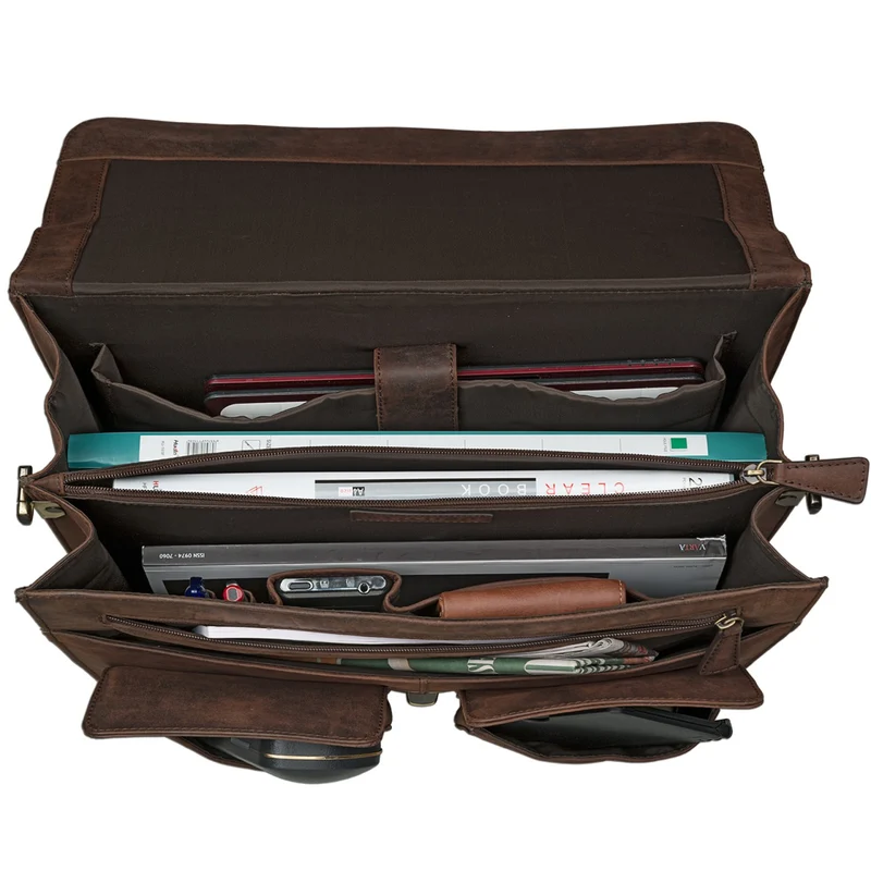 Klassische Ledertasche Aktentasche 15,6 Zoll dunkelbraun