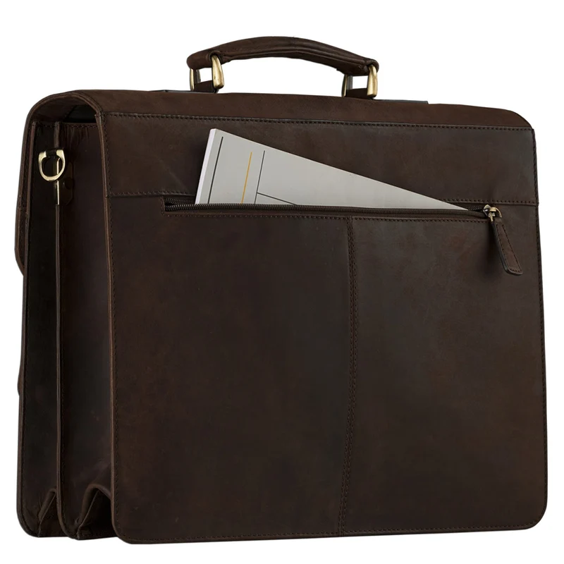 Klassische Ledertasche Aktentasche 15,6 Zoll dunkelbraun