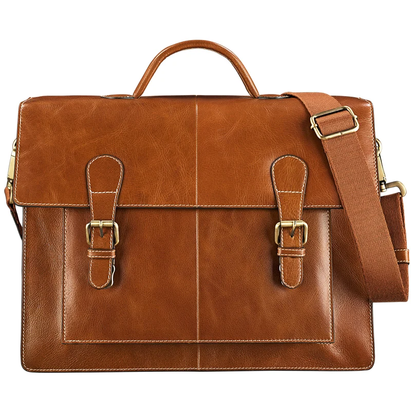 "Lorenz" Große Aktentasche Leder cognac / braun