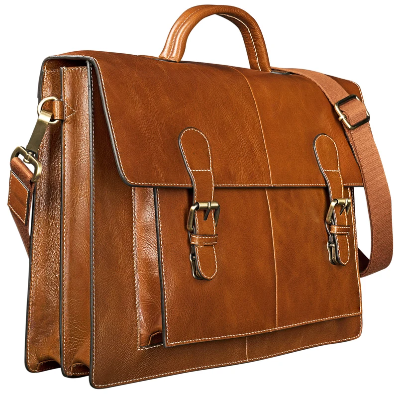 "Lorenz" Große Aktentasche Leder cognac / braun