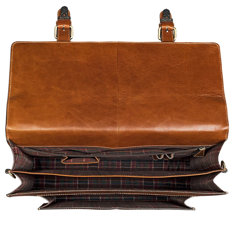 "Lorenz" Große Aktentasche Leder cognac / braun
