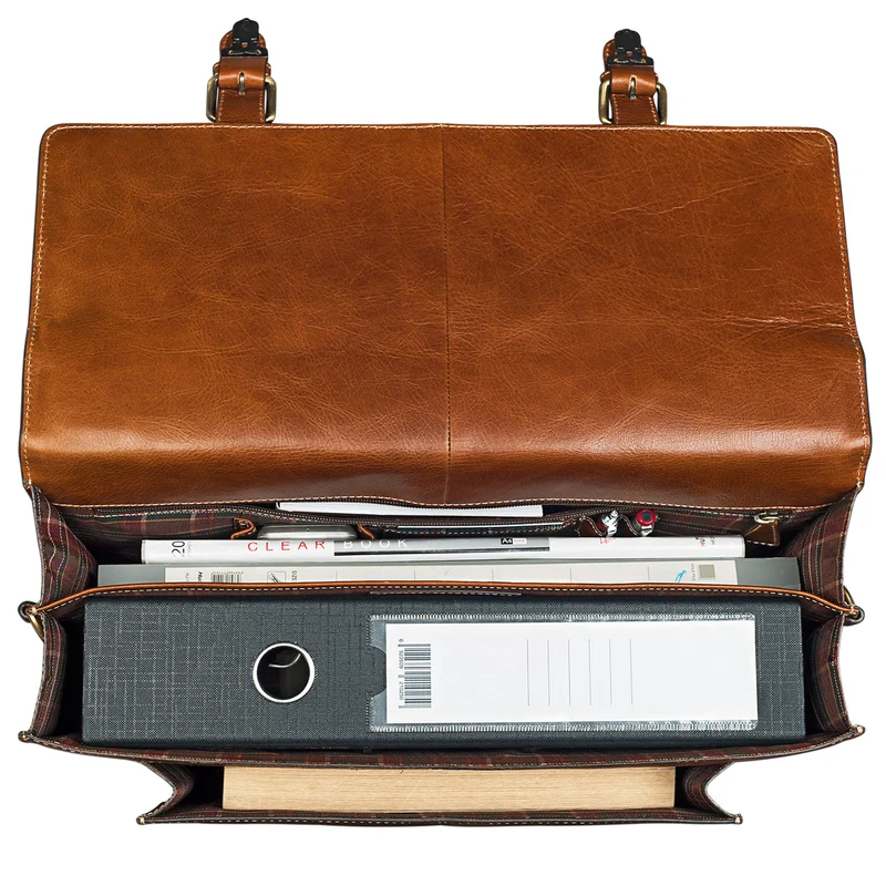 "Lorenz" Große Aktentasche Leder cognac / braun
