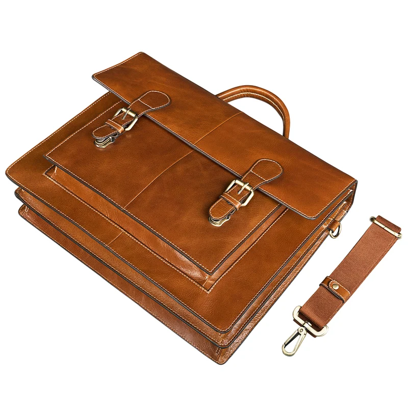 "Lorenz" Große Aktentasche Leder cognac / braun