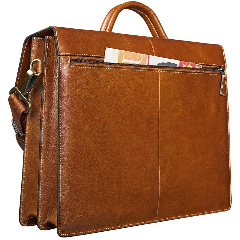 "Lorenz" Große Aktentasche Leder cognac / braun