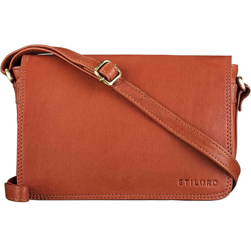 "Leana" Damen Umhängetasche Leder cognac-braun