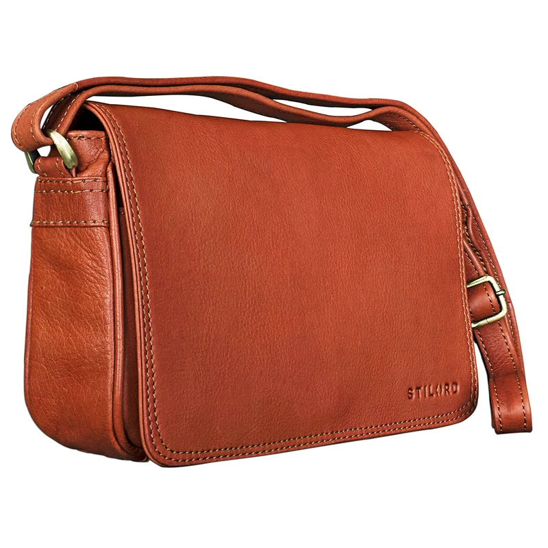 "Leana" Damen Umhängetasche Leder cognac-braun
