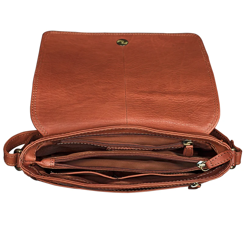 "Leana" Damen Umhängetasche Leder cognac-braun