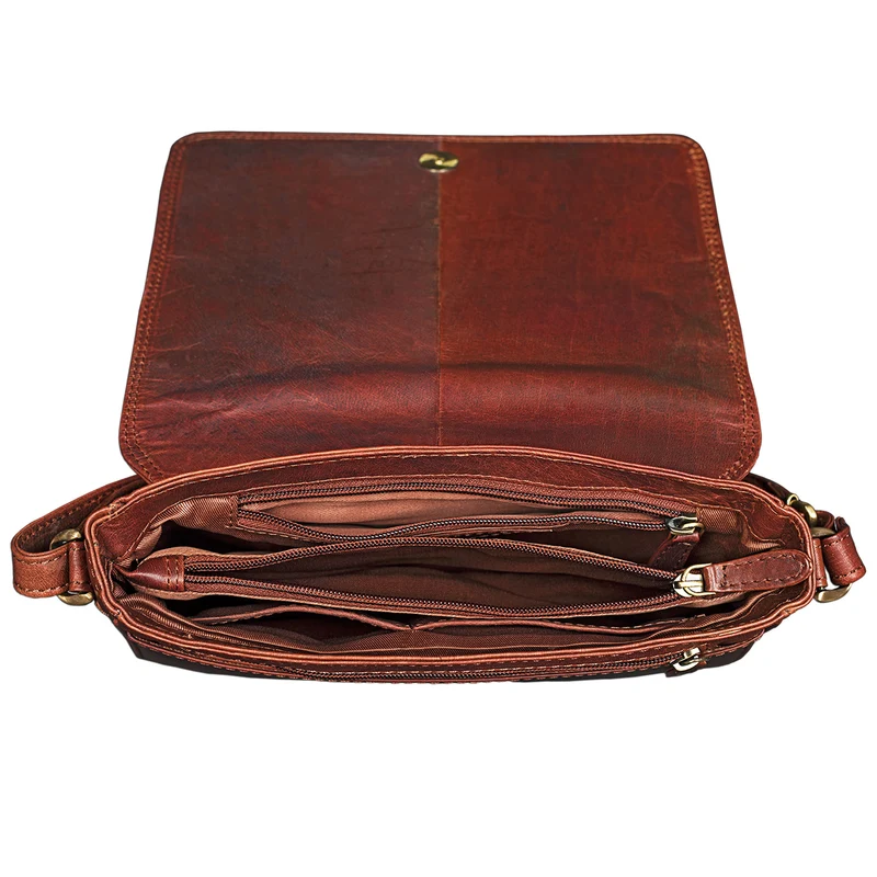 "Leana" Damen Umhängetasche Leder siena - braun