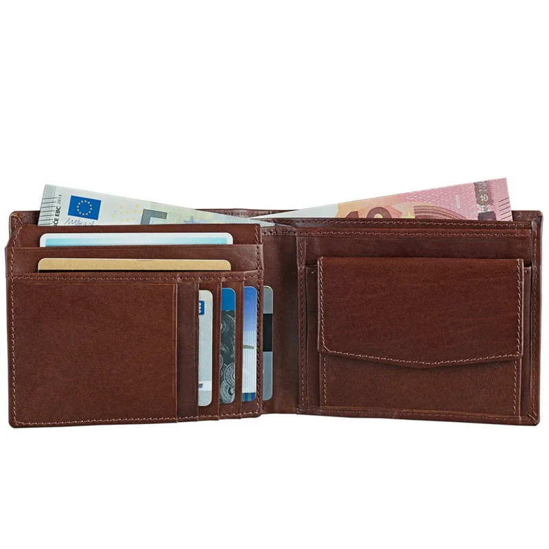 Vintage Leder Portemonnaie für Herren Rinds Leder Cognac