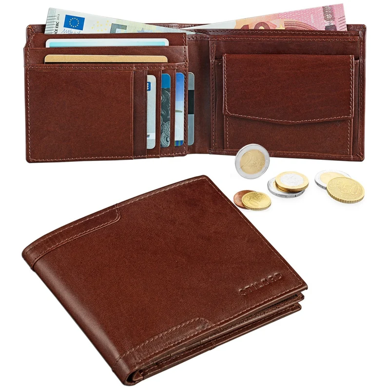 Vintage Leder Portemonnaie für Herren Rinds Leder Cognac