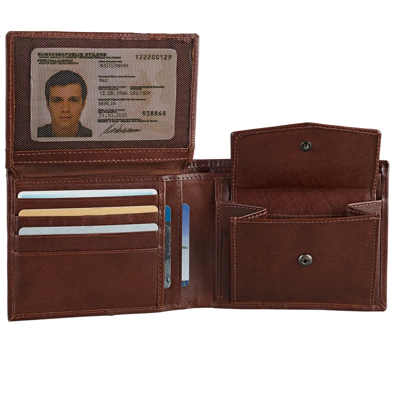 Vintage Leder Portemonnaie für Herren Rinds Leder Cognac