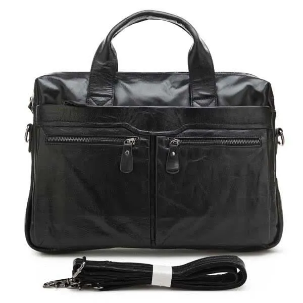 Vintage Umhängetasche Business Büro Laptop Echtleder Schwarz